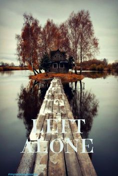 a wooden dock sitting on top of a lake