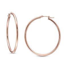 These 40.0 x 2.0mm polished tubular hoop earrings are fashioned in 14K rose gold and secure with latch backs. Tube Hoop Earrings, Rose Gold Earrings, Gold Hoop, Earring Backs, Designer Earrings, Fashion Earrings, Types Of Metal, Gold Metal, Gold Earrings