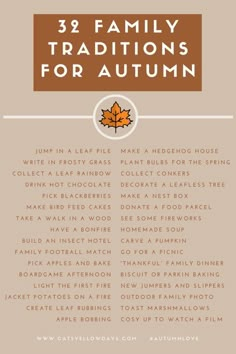 the three family traditions for autumn