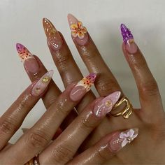 Ahs Nails, Summer Nails Long, Nails Long Almond, Heavenly Nails, Rave Nails, Long Almond, Boho Nails, Hello Nails, Grunge Nails