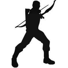 the silhouette of a man with a bow and arrow