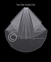 two tier circle cut veil on black background