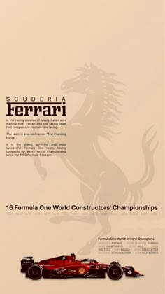 the ferrari formula one world constructers championship poster is displayed in front of a white background