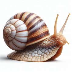 a close up of a snail on a white background