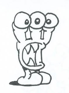 a drawing of a cartoon character with two eyes