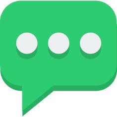 a green speech bubble with three white dots