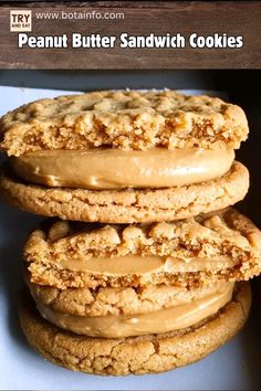 peanut butter sandwich cookies stacked on top of each other