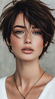 Pixie Bangs Long Hair, Short Hair With Layers Bob Cut, Very Short Layered Haircuts, Textured Haircuts For Women, Haircut Layered Short, Short Layered Haircuts For Women, Hairstyle For Chubby Face, Short Choppy Haircuts, Choppy Haircuts