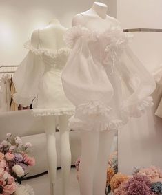 Aesthetic Sleepwear, Fantasy Dresses, Fairytale Dress, White Dresses, Fancy Outfits, Looks Style, Kawaii Fashion, Fancy Dresses