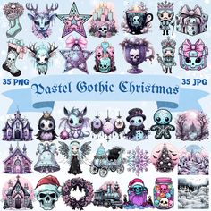 a large collection of gothic christmas items