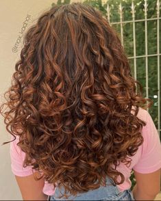 Ginger Brown Highlights Curly Hair, Highlights For Brown Hair Curly, Copper Balayage Curly Hair, Caramel Brown Curly Hair, Copper Highlights On Brown Hair Curly, Auburn Curly Hair, Curly Hair Color Ideas, Curly Hair Color, Stunning Eye Makeup