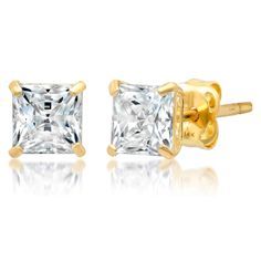 Princess Cut Stud Earrings, Princess Cut Gold, Earrings For Men, Cubic Zirconia Earrings, Cz Stud Earrings, Cz Earrings, Zirconia Earrings, Gold Earring, Swarovski Earrings