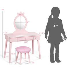 White Vanity Set, Vanity Makeup Table, Pink Vanity, Vanity Makeup, Table And Chair Set, Vanity Chair, Makeup Table