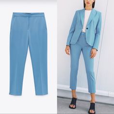 Brand New With Tags. Chic Mid-rise Blue Pants, Black Suit Dress, Pants Light Blue, Cropped Wide Leg Trousers, Silky Pants, Work Wear Office, Pleather Pants, Floral Trousers, Ankle Dress Pants