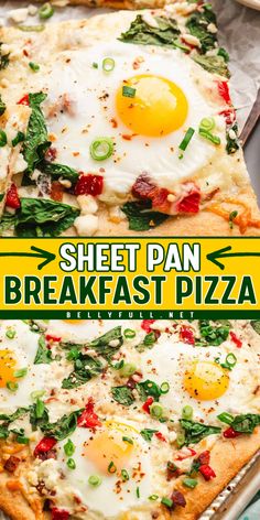 This sheet pan Breakfast Pizza recipe is loaded with eggs, veggies, and cheese. An easy savory breakfast option that’s perfect for sharing. It makes a great brunch too! Savory Brunch Recipes, Crescent Roll Breakfast Casserole, Christmas Brunch Recipes, Breakfast Pizza Recipe, Healthy And Unhealthy Food, Healthy Oatmeal Recipes, Best Brunch Recipes, Homemade Pizza Dough