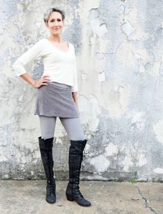 Shape - A highly functional design, the Skirted Leggings are a skirt made from the fabric of your choice attached to leggings made from organic stretchy fabric. The Simplicity skirt is a simple A-line design, while the leggings follow the shape of the leg creating a slimming silhouette. Size - Order based on your HIP measurement Fabric Shown - Velour Organic Cotton Knit Color Shown - Grey Skirted Leggings, Teacher Outfits, A Skirt, Skirt Leggings, Cotton Knit, Functional Design, Line Design, Stretchy Fabric, Organic Cotton