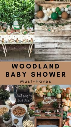 woodland baby shower must haves and desserts for the guests to enjoy in their own backyard