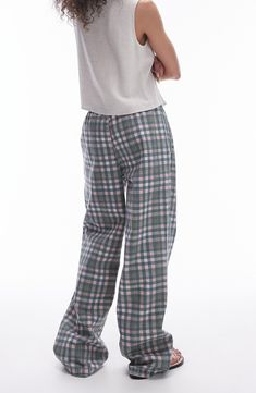 Neat checks lend depth to these straight-leg pants crafted from pure cotton twill and topped with a comfy elastic waist. Elastic waist Side-seam pockets 100% cotton Machine wash, line dry Made in Turkey Fabric Gift Bags, Nordstrom Store, Free Fabric, Anniversary Sale, Fabric Gifts, Straight Leg Pants, Cotton Twill, Pure Cotton, Elastic Waist