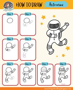 how to draw an astronaut step by step instructions for kids and beginners with pictures