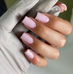 #nails #nude Light Pink No Chip Nails, Short Square Milky Pink Nails, Classy Nails Square Short, Pretty Neutral Nails Classy, Milky Pink Square Nails, Winter Basic Nails, Light Nude Pink Nails, Nail Ideas For Pale Skin, Light Pink Square Acrylic Nails