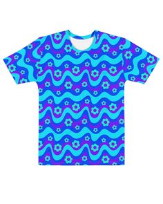 Flower Power Blue T-Shirt - One Stop Rave Mens Rave Outfits, Rave Shirt, Trippy Shirts, Rave Tshirt, Rave Shirts, Outfit Rave, Rave Clothes, Rave Gear, Rave Outfit