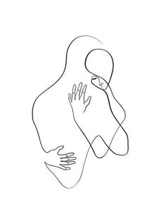 a line drawing of two hands touching each other with one hand on top of the other