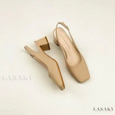 Lasaky - Stylish Chunky Heeled Sandals - Trendy Footwear for fashion-forward individuals Elegant Slippers, Black Canvas Shoes, Chic High Heels, Elegant Heels, Womens Sandals Summer, Slip On Pumps, Evening Sandals, Square Head, Chunky High Heels