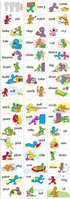 an image of children's english flashcards with different words and pictures on them