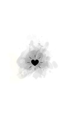 a black and white clock with a heart on it's face in the middle