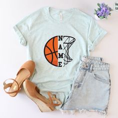 Custom Basketball Shirts, Basketball Team Fan Apparel T-shirt, Game Day T Shirt, Casual Basketball T-shirt With Screen Print, Preppy Tee, Trendy Games, Basketball Screen Print Crew Neck T-shirt