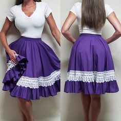 70s Vintage Malco Modes Purple White Lace Coquette Cottagecore Twirl Skirt. You Can Do All The Twirling And Two Steppin' You Want In This Vintage 1970s Twirl Skirt By Malco Modes! - Bright Purple With A Wide White Lace Panel - Ruffle Trim, Ruffled Hem - Elastic Waist - Midi Length, Knee Length - Full Skirt, Circle Skirt - Poly Cotton Blend - Unlined Size Large Approximate Measurements(Flatlay): Waist - 15.5 Inches Length - 24 Inches Purple Boho Hippie Prairie Festival Cotton Woodstock Skirt Vintage 60s 70s Vintage Retro Cottagecore Sweet 70s Prairie Gypsy Western Southwestern Equestrian Wedding Bridesmaid Princess Southern Belle Steel Magnolias Cosplay Tea Party Garden Party Fairy Fairy C 70s Prairie, Equestrian Wedding, Midi Circle Skirt, Skirt Circle, Retro Cottagecore, Lace Coquette, Twirly Skirt, Steel Magnolias, Coquette Cottagecore