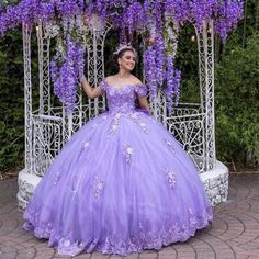 Lavender Princess Quinceanera Dresses 3D Flowers Bows Prom Ball Gowns Sweet 15.  "This pin contains affiliate links, which means I may earn a commission at no cost to you extra for you". 
 #affiliate #advertising" Lilac Ball Gowns, Flower Quinceanera Dresses, Lilac Quinceanera Dresses, Flora Dress, Wedding Dresses With Flowers, Wedding Flower Girl Dresses, Princess Ball Gowns, Prom Dresses Modest, Butterfly Birthday