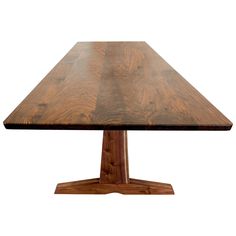 a square wooden table with an iron base and wood grain on the top, against a white background