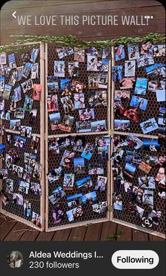 a fence with pictures on it and the words we love this picture wall written below