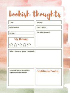 the bookish thought list for kids