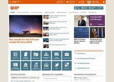 an orange and blue web page with pictures on it's front page, including the words blip