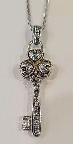 RCI Sterling Silver & 14k Accent w/ 0.03ct Diamond Heart Skeleton Key Necklace. Condition Is (New). Heart Skeleton, Skeleton Key Necklace, Skeleton Key, Key Necklace, Fashion Jewelry Necklaces, Diamond Heart, Fashion Watches, Jewelry Necklace Pendant, Skeleton