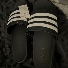 Adidas Flip Flops Adidas Casual Synthetic Sandals, Comfortable Black Adidas Sandals, Comfortable Black Low-top Sandals, Adidas Casual Slip-on Sandals, Black Sneakers For Spring, Black Sneakers For Beach In Spring, Black Beach Sneakers For Spring, Adidas Flip Flops, Shoes Brand