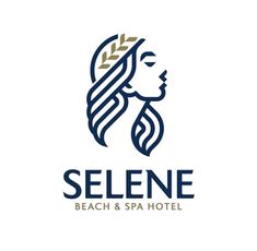 the logo for selene beach & spa hotel, which is located in an area that looks like a woman's head