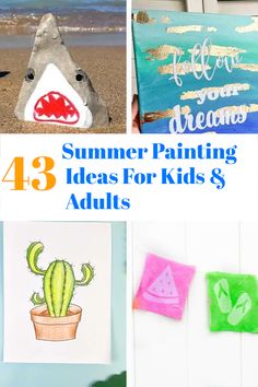 Looking for fresh, interesting, and easy summer painting ideas? I got 40 of them! Tutorials included. Summer Painting Ideas For Kids, Painting Ideas For Kids