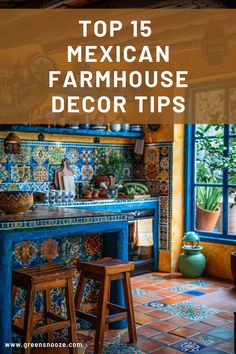 mexican interior design, home decor, mexican kitchen, mexican farmhouse, mexican home decor, mexican homes, vibrant home decor Mexican Furniture Hacienda Style, Mexican Kitchen Decor Ideas, Mexican Style Living Room, Hacienda Style Homes Mexican, Mexican Room, Mexican Home Interior, Mexican Living Room