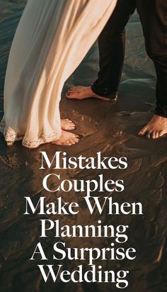 two people standing next to each other in front of the ocean with text that reads, 10 must make when planning a surprise wedding