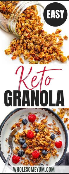 an image of granola in a bowl with berries and yogurt