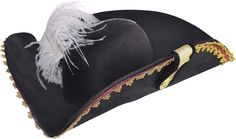 a black hat with white feathers on it