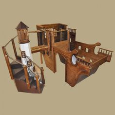 an image of a wooden pirate ship play set