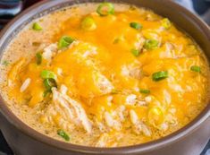 a close up of a bowl of food on a table