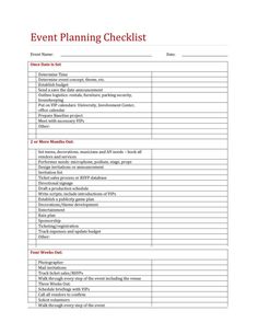 the event planning checklist is shown in red and white, with text on it