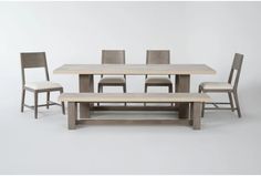 an image of a table and chairs set up with bench for four people to sit at