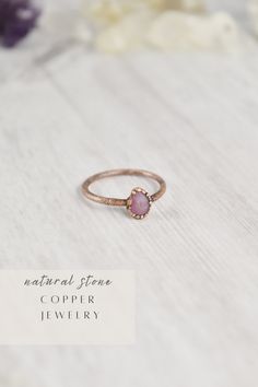 Your raw gemstone ring collection is not complete without a raw pink sapphire ring. Handmade with healing crystals and natural stones, this copper jewelry awakens the wild woman. The raw sapphire jewelry is made with electroformed copper, making each piece unique and one of a kind, just like you. Embrace your intuitive nature and click through to see more raw gemstone jewelry! Raw Stone Jewelry, Raw Crystal Jewelry