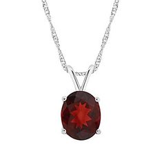 An uncomplicated design that delivers a pretty pop of color, this garnet pendant swings sweetly from a Singapore chain. Garnet Pendant, Pendant With Chain, Deep Red, Diamond Rings, Garnet, Singapore, Color Pop, Jewelry Necklaces, Gems